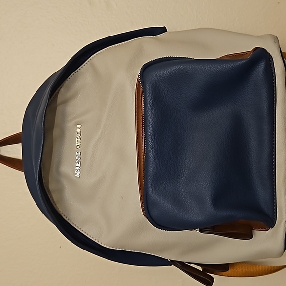 Adrienne Vittadini | Tan, Brown & Navy Blue Four Pocket Backpack - Picture 3 of 7